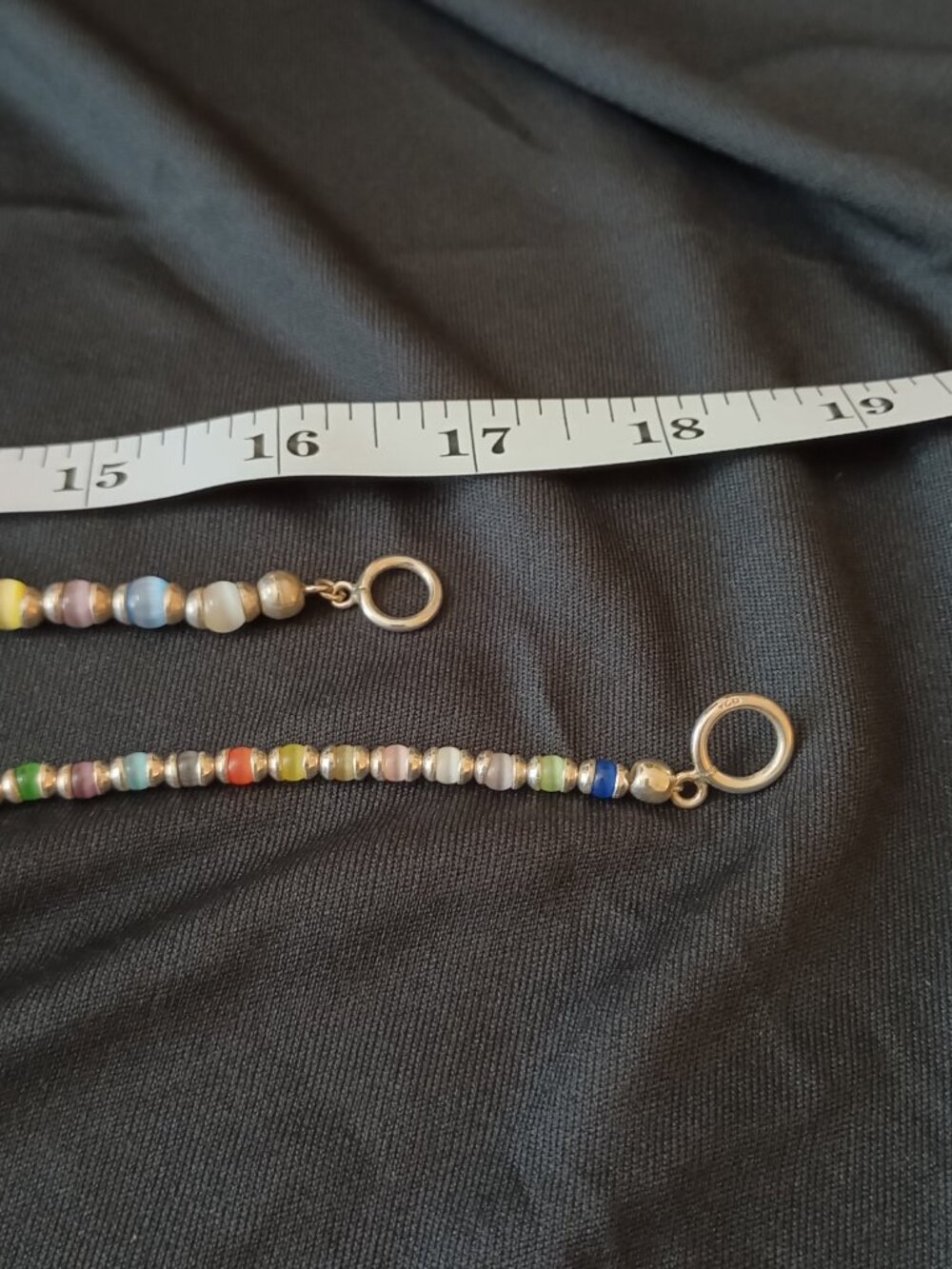 Glass Bead Sterling Silver Set Includes 2 Bracelets, 2 Bracelets, and Earrings - Picture 5 of 8
